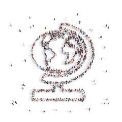 People walking in a globe . 3D illustration. 3D rendering.