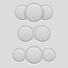 White blank double and triple buttons. Normal and pushed active