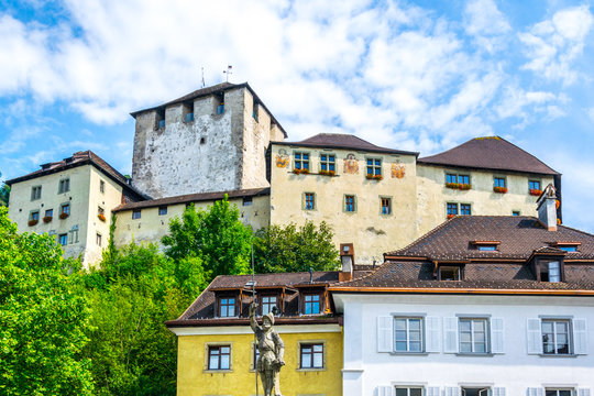 View of the schattenburg castle in Feldkirch, Austria.