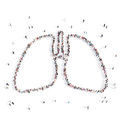 People walking in a lungs . 3D rendering.