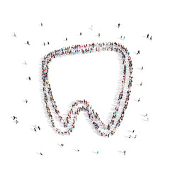 People walking in a tooth . 3D rendering.