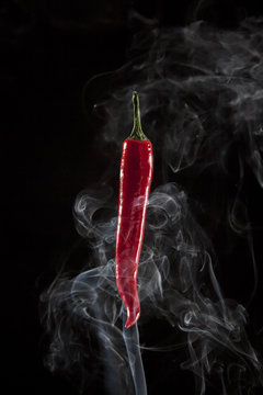 chili pepper in the smoke