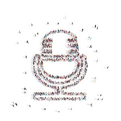 People walking in microphone . 3D rendering.