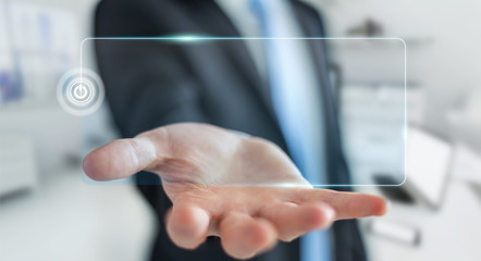 Businessman surfing on internet with digital tactile interface 3D rendering