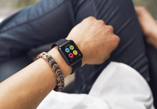 Close View Mockup of User's Smartwatch 10