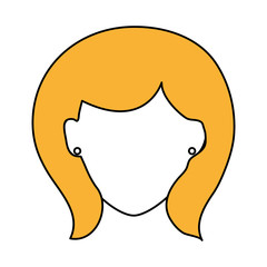 sketch color silhouette faceless front view woman with blond hair vector illustration