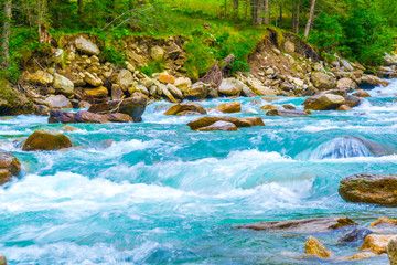 Fototapeta na wymiar View of the Krimml Waterfall which is the highest waterfall in Austria.