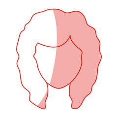 red silhouette shading faceless front view woman with curly hair vector illustration