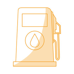 orange silhouette shading fuel dispenser machine vector illustration