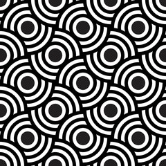 Vector seamless pattern. Modern stylish texture. Monochrome geometric pattern with concentric circles