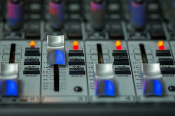 Mixer,Volume,Audio mixer and microphone,bright images.