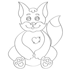 Happy kitten cartoon for coloring book