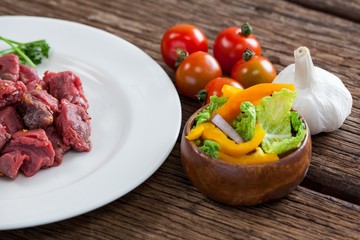 Diced beef and ingredients