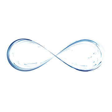 Infinity symbol icon vector. Blue water splash loop. Aqua as not endless and limitless resource, ecological problem concept. 3d illustration.