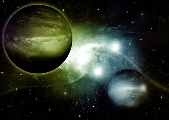 Stars, dust and gas nebula in a far galaxy