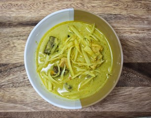 Thai food, Green curry with bamboo shoot.