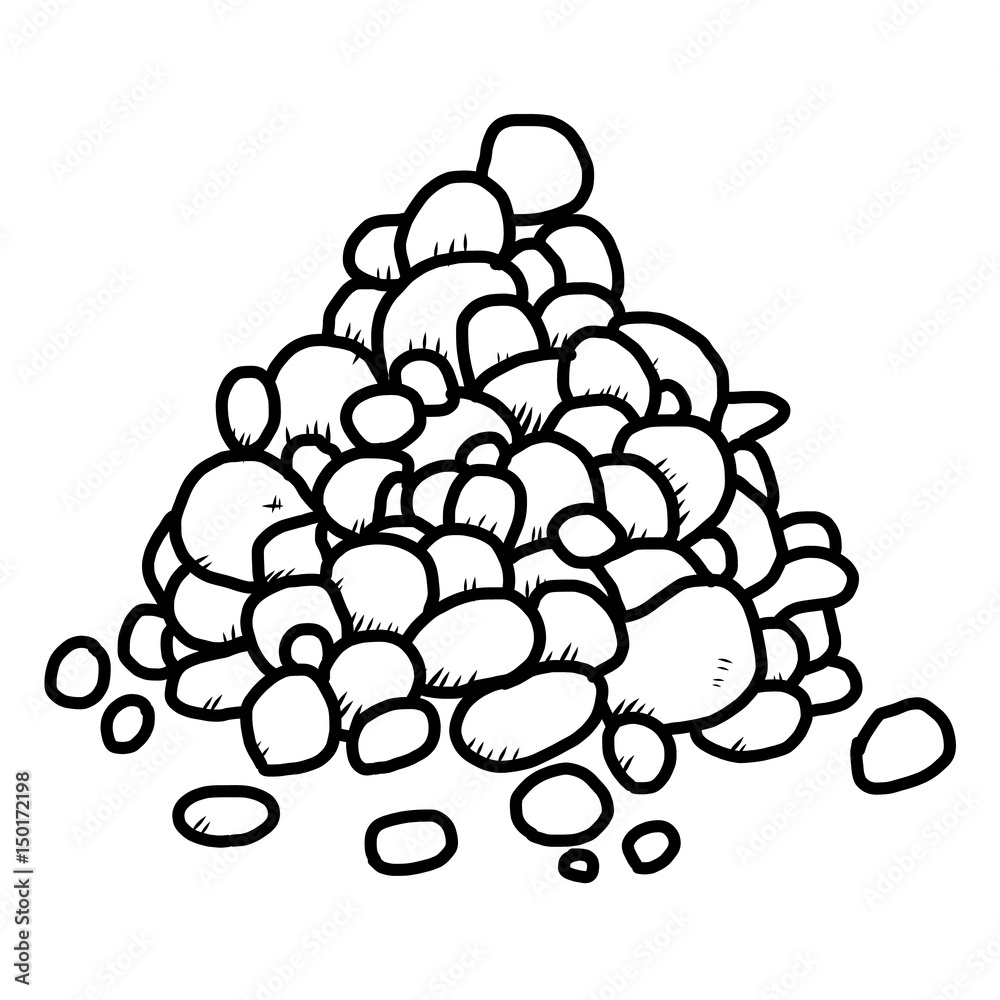 Wall mural pebble / cartoon vector and illustration, black and white, hand drawn, sketch style, isolated on white background.