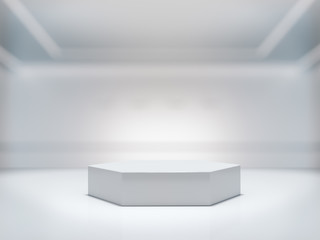 Pedestal for display,Platform for design,Blank product stand with background lab.3D rendering.