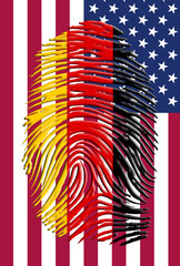 American Flag with German flag fingerprint