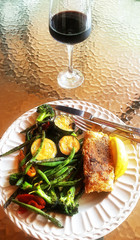Fresh Grouper Dinner with Wine