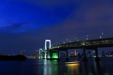 Fototapeta na wymiar 東京　お台場　レインボーブリッジの夜景　マジックアワー