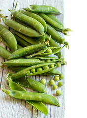 Fresh green pods from farmers market