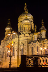 Obraz premium Church of the Assumption of the Blessed Virgin. Russia, Saint-Petersburg. Night city.
