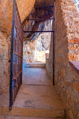 Fototapeta na wymiar The stairway leading to the Neptune's Grotto, in Capo Caccia cliffs, near Alghero, in Sardinia, Italy
