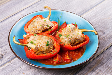 Bell pepper stuffed with meat and vegetables