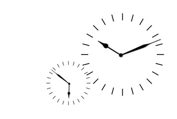 clock and numbers on white background, time management concept