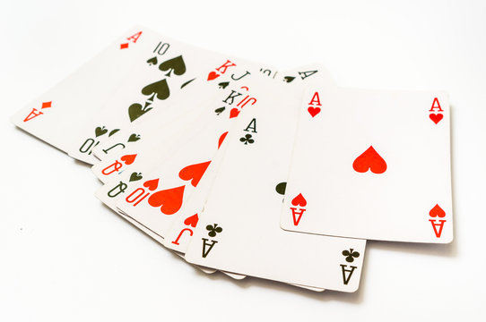 Playing cards isolated on white background