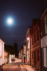 Blue moon in old cornish city