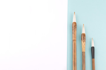 Chinese calligraphy brush for traditional writing. Top view