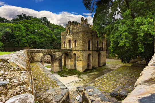 Ethiopia, Gondar (Gonder). Royal Enclosure (Fasil Ghebbi) - Fasilides Bath (Fasilides Swimming Pool). Royal Enclosure is on UNESCO World Heritage List