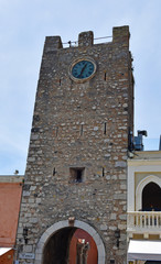  clock tower or middle door (porta di mezzo) Taormina, Italy