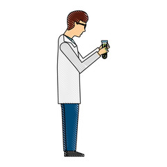 scientific man with tube test avatar icon vector illustration design