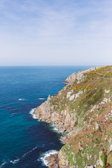 Fototapeta na wymiar Coast line in Cornwall with blue ocean