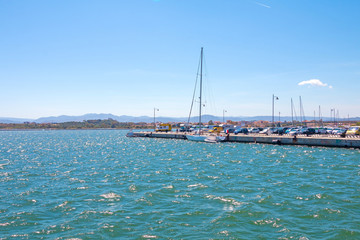 A view to harbor in Olbia, Sardinia, Italy