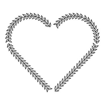 heart love with leafs romantic icon vector illustration design