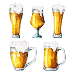 Beer glasses. Waterсolor