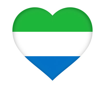 Flag of  Sierra Leone shaped like a heart.