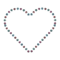 heart love with flowers romantic icon vector illustration design