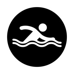 Silhouette of athlete practicing swimming vector illustration design