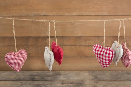 Various heart shape decoration hanging on string