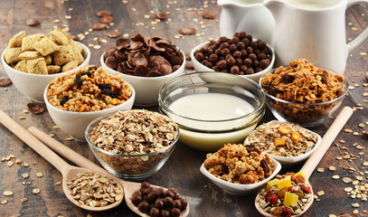 Composition with different sorts of breakfast cereal products