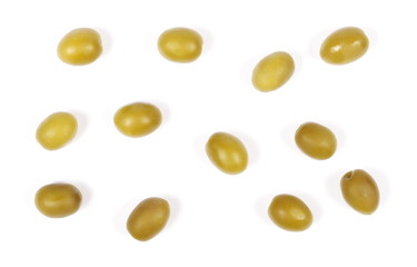 Green olives set isolated on white background