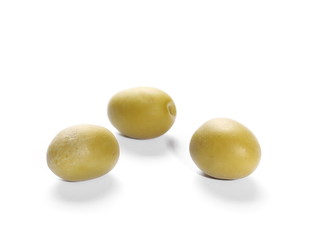 Green olives isolated on white background
