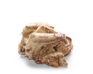 Sweet halva with cocoa on a white background