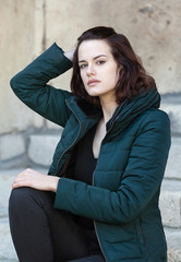 Young beautiful girl's portrait with dark hair