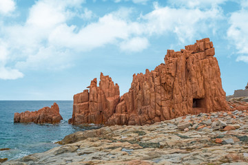 Famous Rocca Rossa (Red Rock) in Arbatax, Sardinia